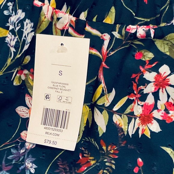 Biltmore womens tier ruffle maxi skirt blue cabernet bouquet bird NWT feminine S - Picture 6 of 8